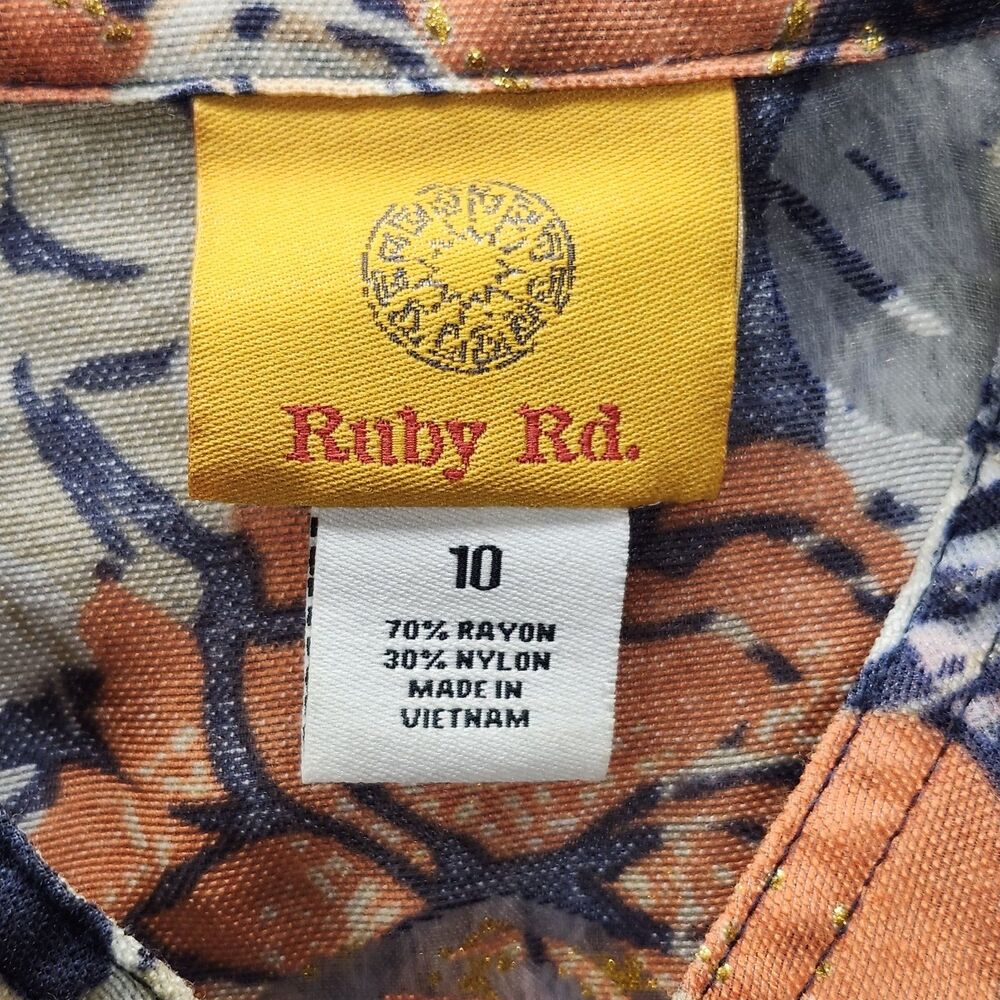 Ruby Rd Floral Jacket Orange Button Front Women's Size 10 Tropical Spring - Picture 4 of 10